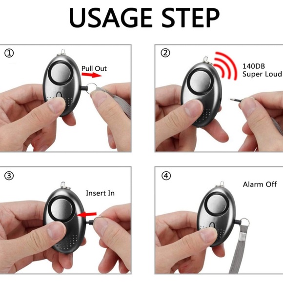 New Personal Self-Defense Keychain Alarm with Flash Light! White - Picture 4 of 12